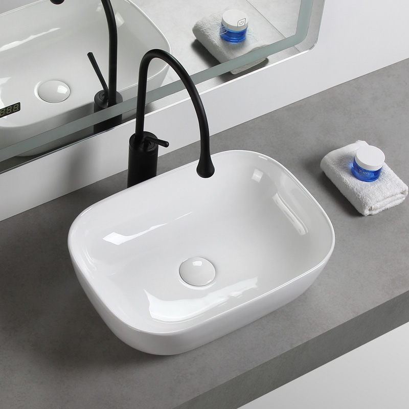 Light extravagant net red hand-washing table upper basin deepen splash-proof surface basin ceramic home balcony single sink pool washbasin square