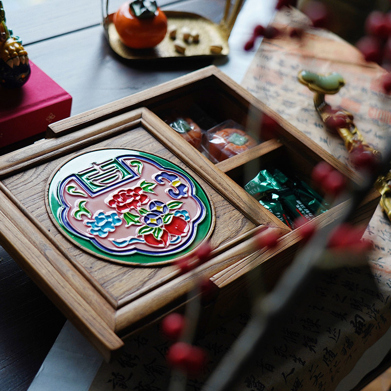 Canon's original living room bedroom Creative monolayer Dust Resistant Wooden Tabletop Snack containing box Sub-grid with lid storage