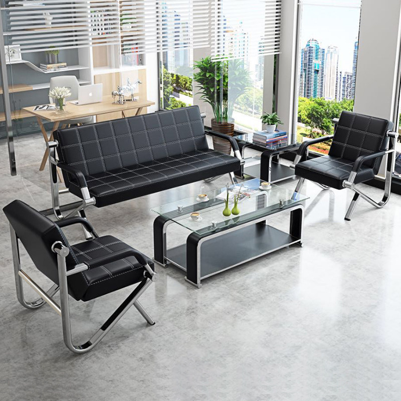 Office Sofa Trio office sofa minimalist modern reception Iron frame sofa tea table Composition Three sets