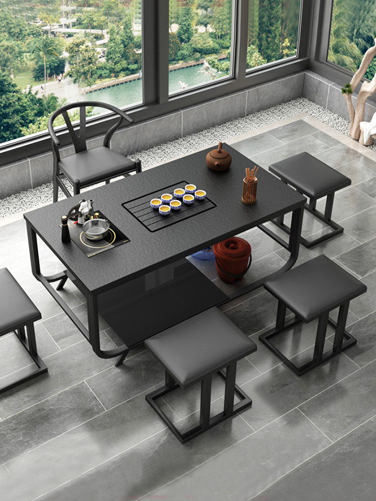 Fire stone Kung Fu tea Several tea tables Office balcony Tea table Tea set Table One-piece modern simple