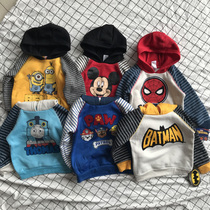 Autumn and winter New Classic multi-color cartoon fleece childrens hooded warm casual sweater 8-14 years old