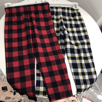 Children and men treasure autumn and winter clothing sanding plaid shirt to the elastic waist wide-leg pajama pants casual pants