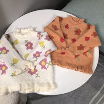 Autumn and winter new childrens female treasure half high collar lace long sleeve full print duo Ya style cute Korean two color sweater