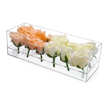 Boîte Rose rectangulaire Transparent Mariage Acrylique Table à manger Table Vases Décoration Floral Décoration Floral Pendulum pour Young Flowers Box