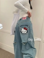Hello Kitty, осенние джинсовые штаны, джинсы, большой размер, делается под заказ