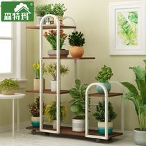 Fancy multi-layer wrought iron hanging indoor balcony shelf decoration ladder succulent plant pot stand