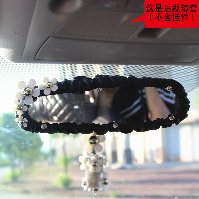 Creative car rear view mirror decoration drilling drilling car parking car reverse mirror cover beautiful interior lady