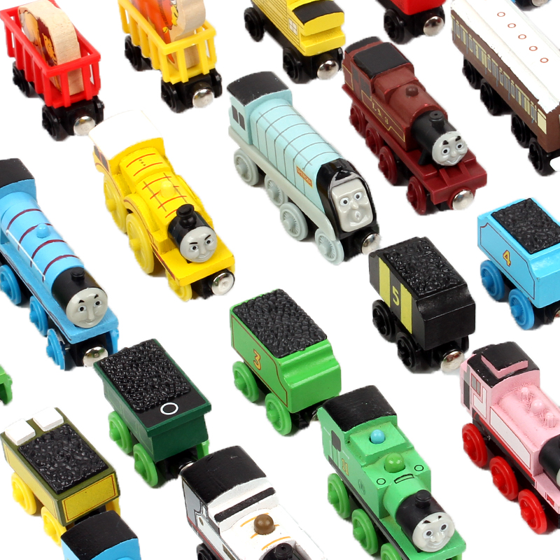 Puzzle baby taxiing wood magnetic small train compatible with wooden track Xiaomi brio Ikea Rabbit building block car