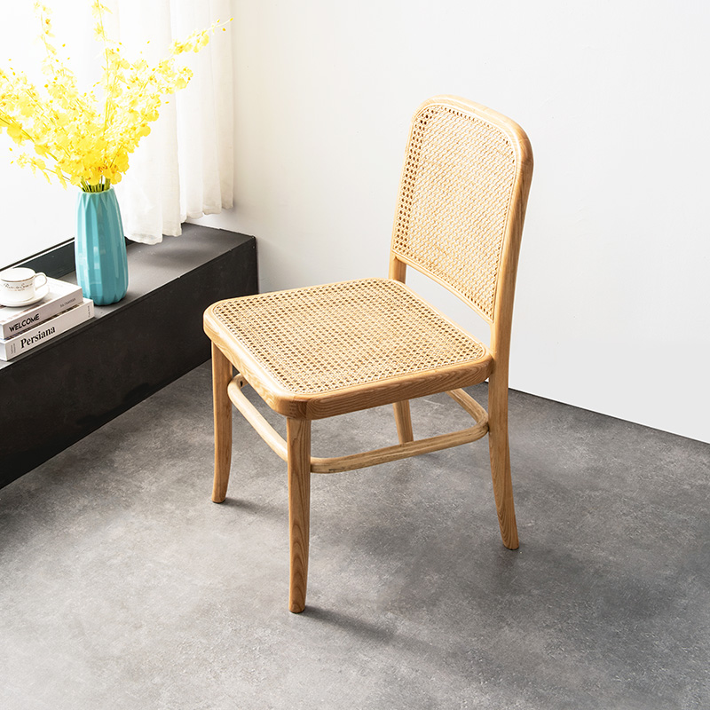 Solid Wood Dining Chair Home Light Lavish Modern Balcony Casual Chair Subcreative Nordic Rattan Chair Single Leaning Back Chair Whole Load-Taobao