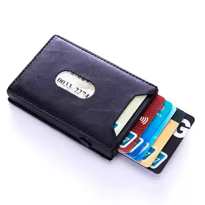 Anti-theft card cover RFID new automatic card type metal aluminum shell wallet PU card cover