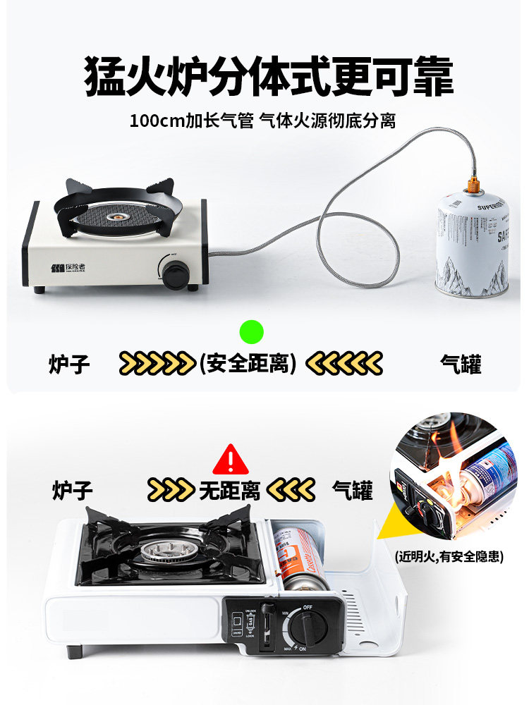 Explorer Cassette Stove Outdoor Portable New Split-Type Stove Gas Stove Tea-Making Stove Camping Cookware with Pressure Regulation