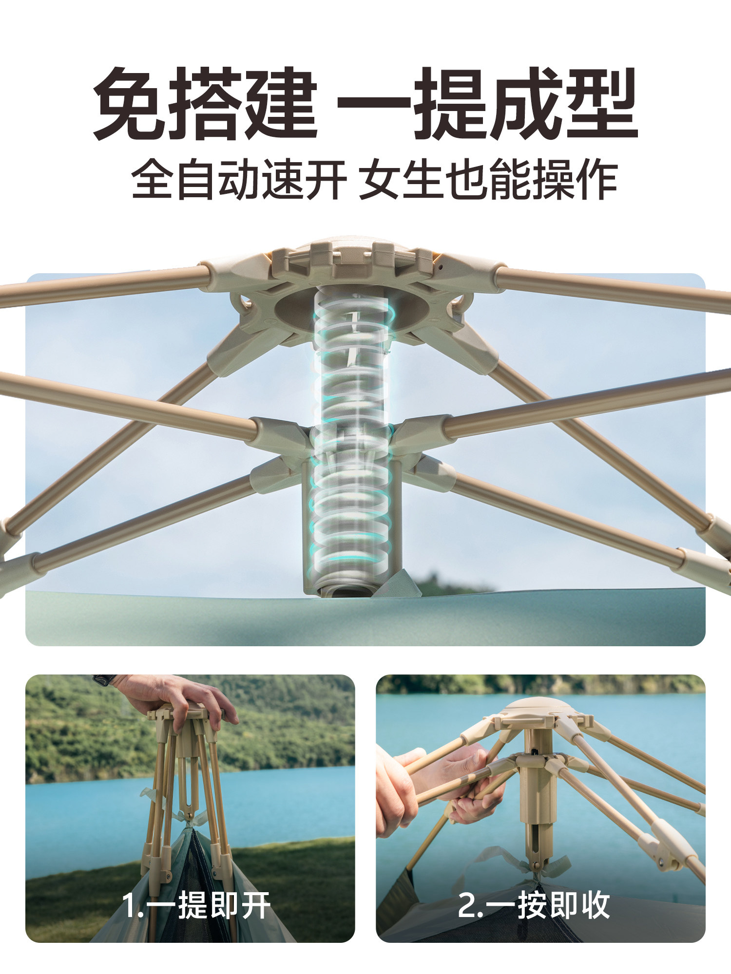 Explorer Tent Outdoor Camping Overnight Portable Folding Camping Equipment Full Set Automatic 2025 New Model Rainproof