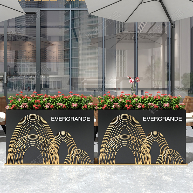 Simple wind outdoor iron flower box combination flower tank partition fence building Road flower altar real estate flower frame