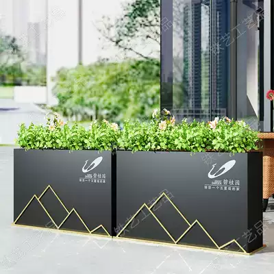 Wrought iron flower box outdoor planting box outside Leisure Bar Cafe flower bed square sample House exhibition center outdoor combination