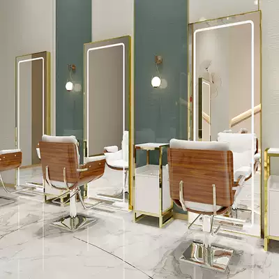 Bojili shop mirror table with LED lamp floor mirror full-length mirror hairdressing mirror hair salon special network red mirror table
