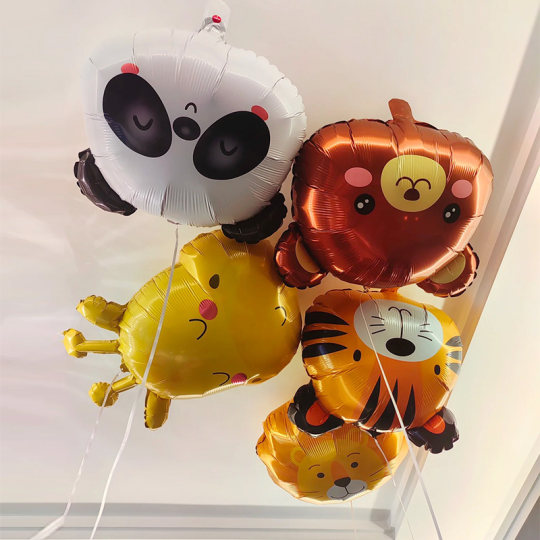 Cartoon animal head aluminum film balloon floating helium baby