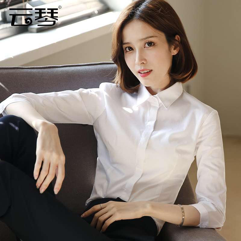 Seven - point sleeve white shirt in the spring 2023 new design sense of the small Han - hain version of professional work clothes shirt