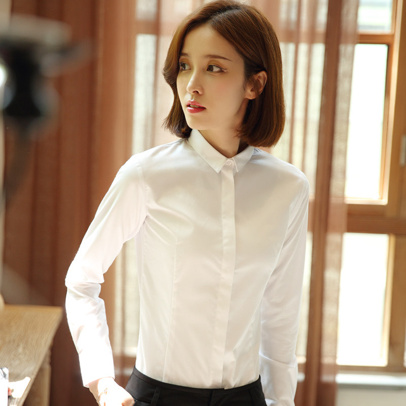 Small-collar professional white shirt female interview long-sleeved 2023 spring and autumn work clothes female slim work clothes work shirt formal dress
