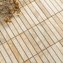 Retro style matte flat beige natural stone mosaic bathroom kitchen balcony hotel B&B