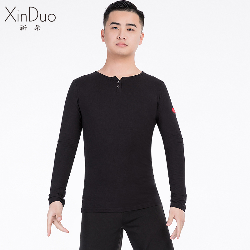 New Duo Latin dance costume male adult new long sleeve tops national standard dance waltz modern dance ballroom dance practice suit