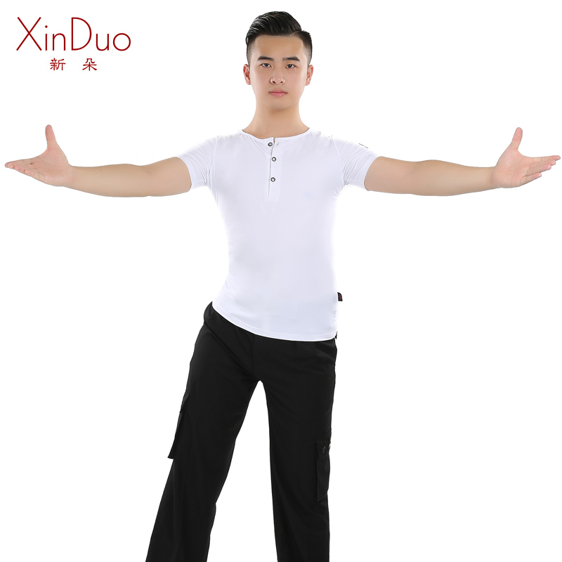 Xinduo Latin dance suit Men's adult slim-fit practice National standard modern dance short-sleeved top square social dance suit