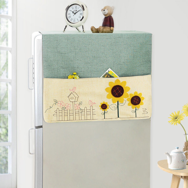 Home Fridge Cover Cloth Cover Cloth Art Double Door Pair Open Door Cover Towels Single Door Double Door Double Door Fridge Hood Dust Cloth
