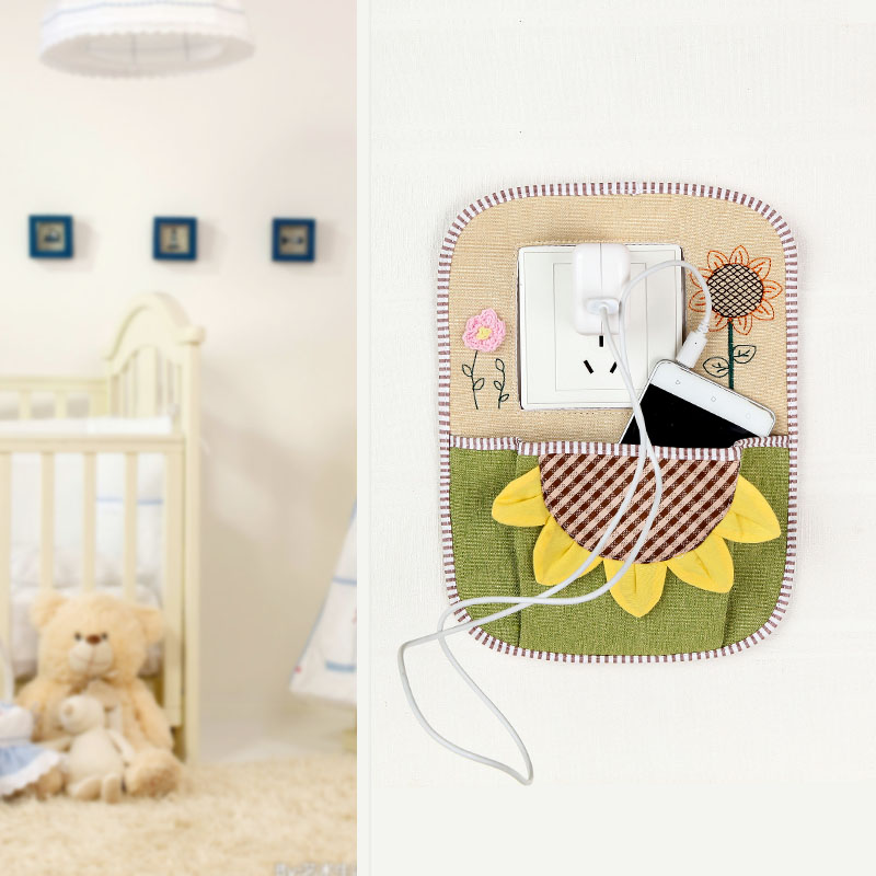 Hanging Bag Switch Cover Mobile Phone Charging Pocket Switch Hood With Containing Pocket Socket Decoration Protective Sheath Cloth Art Switch Patch