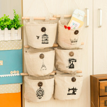Storage hanging bag linen bag retro door wall sundries key mobile phone storage preparation small bag Korean-Japanese style