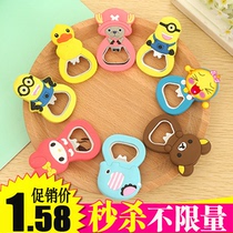 Cute cartoon beer bottle opener magnet screwdriver refrigerator magnet suction creative home hotel stainless steel anti-loss