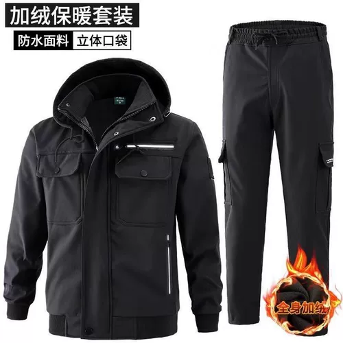 Зимний водонепроницаемый флисовый камуфляжный рабочий удерживающий тепло износостойкий комплект