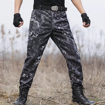 Spring and Autumn Special Forces military fans training pants wear-resistant overalls outdoor combat black python camouflage pants men and women