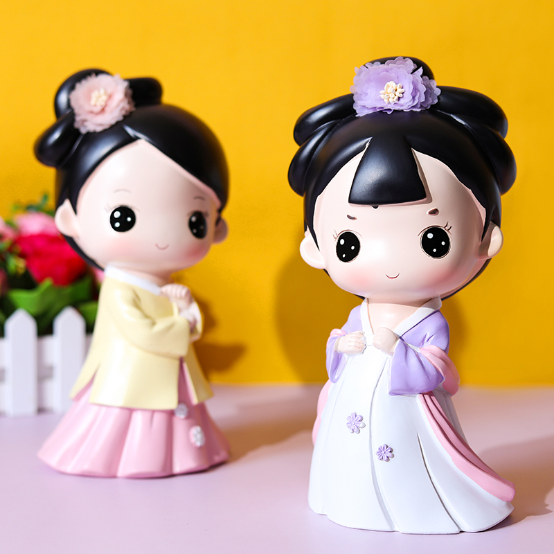 Court style ancient style Hanfu girl piggy bank large girl children can be stored can be stored in the piggy bank cute princess
