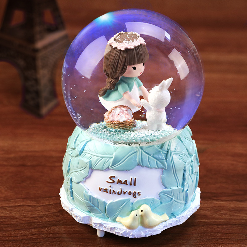 Crystal ball music box Rotating girls send girls children's Day gifts Sky City toys Snowflake music box