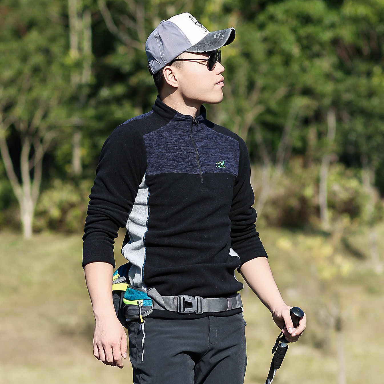 Outdoor Half Chest Bracelet Cardigan Sports Speed Dry Grip Suede Male Blouse T-Shirt Thickened Rocking Grain Suede Coat Autumn winter