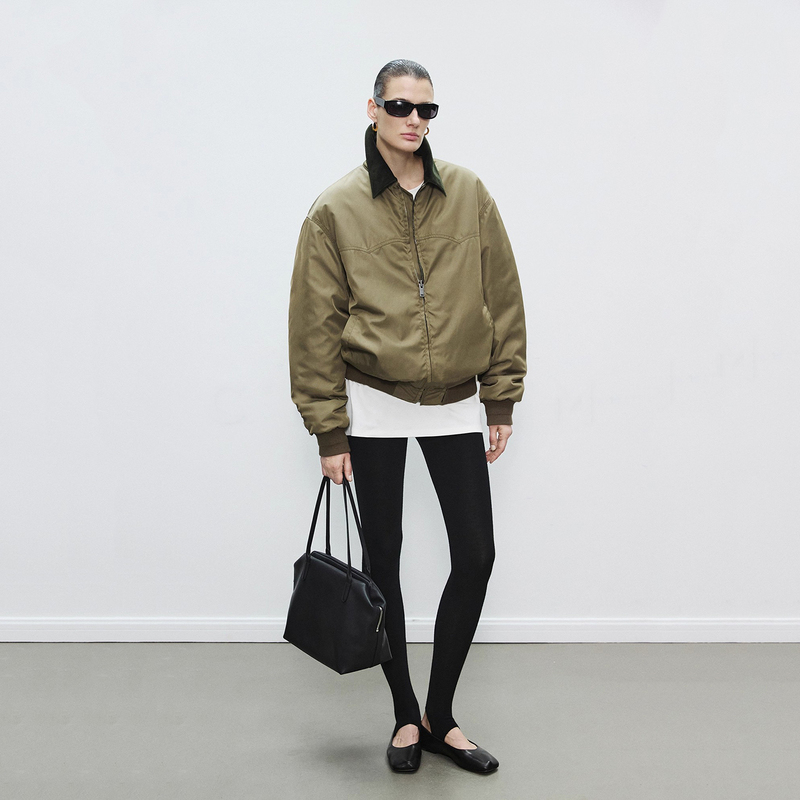 Japanese Imported Sustainable Recycled Nylon/Corduroy Patchwork Collar Bomber Jacket Winter Silhouette Cotton Coat