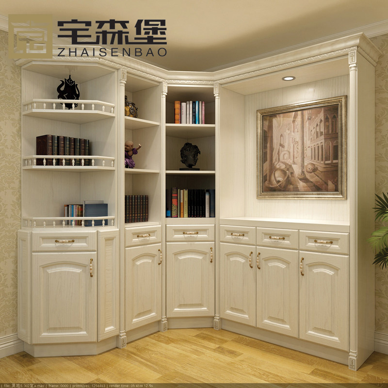 Customize the American red oak bookcase set to be teak wood SharBilly cherry wood Walnuts Wood Bookshelves Desk Pure Solid Wood