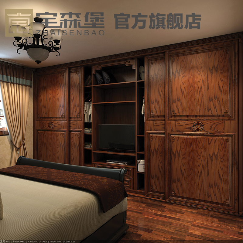 American Red Oak Closed Closed to Make Pine Deluxe European Bedroom European-style Laminated Closet Water Paint