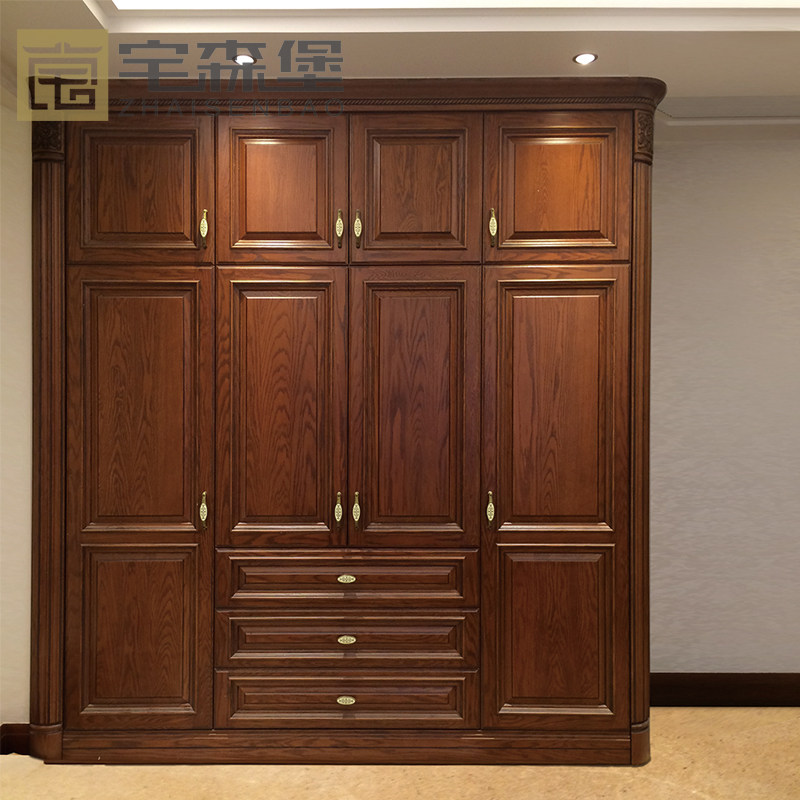 American Red Oak Wardrobe Wardrobe Bedroom Furniture Rubber Wood Cabinet Overall Solid Wood Cabinet Ash White Oak