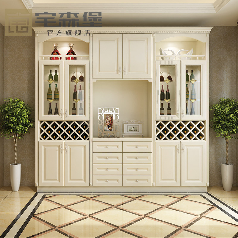 Customized American Red Oak South American red cherry wine cabinet custom solid wood wardrobe Rabbit Baby E0 grade imported love grid board