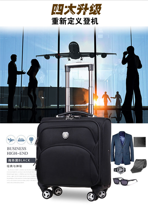 Kangaroo Xe Đẩy Trường Hợp Phổ Wheel Không Thấm Nước Oxford vải nội trú du lịch Lee hộp mềm nam giới và phụ nữ 14 18 20 inch siêu ánh sáng vali kéo cao cấp