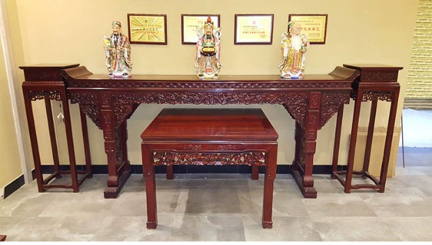 Năm của đồ nội thất bằng gỗ gụ đỏ Gỗ hồng mộc đỏ Nam Mỹ kết hợp sáu mảnh gỗ rắn cho bàn Shentai - Bàn / Bàn