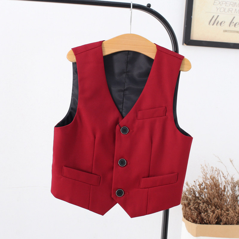 Boys suit red vest children's vest vest little boy piano performance performance clothing girls vest school uniform