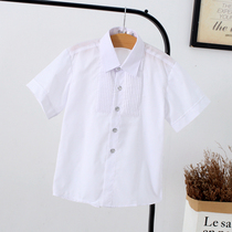 Summer Children School Choir White Short Sleeve Shirt Host All-Cotton Boys and Girls Half-Sleeve School Shirt