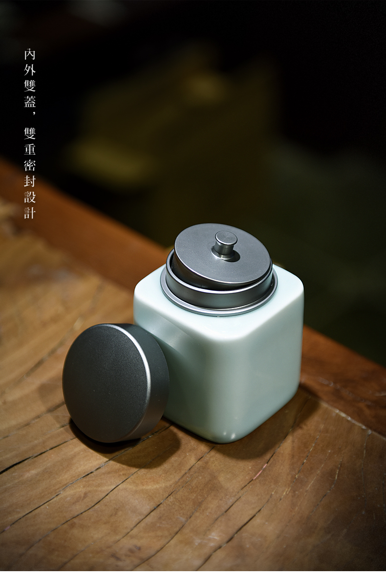 Longquan celadon caddy fixings ceramic small portable storage POTS home large metal cap seal pot of tea packaging