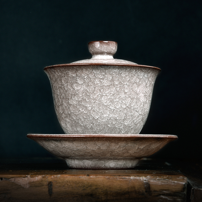 Longquan celadon only three tureen large single tea bowl cups tire iron elder brother up with ceramic ice crack kung fu tea set