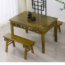 Tea cyan eight immortal table solid wood square table restaurant restaurant custom Chinese retro commercial dining table and chair combination