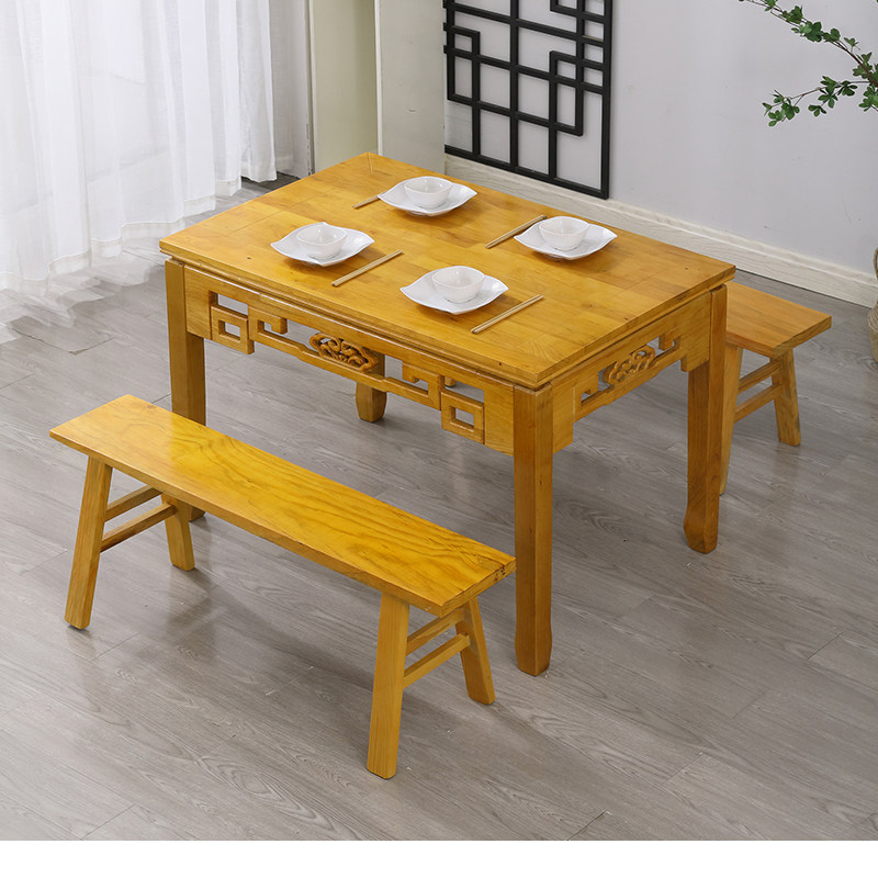 Chinese-style solid wood antique Baxian table square table commercial square table leisure farm waterproof disposable retro simple dining table - Taobao