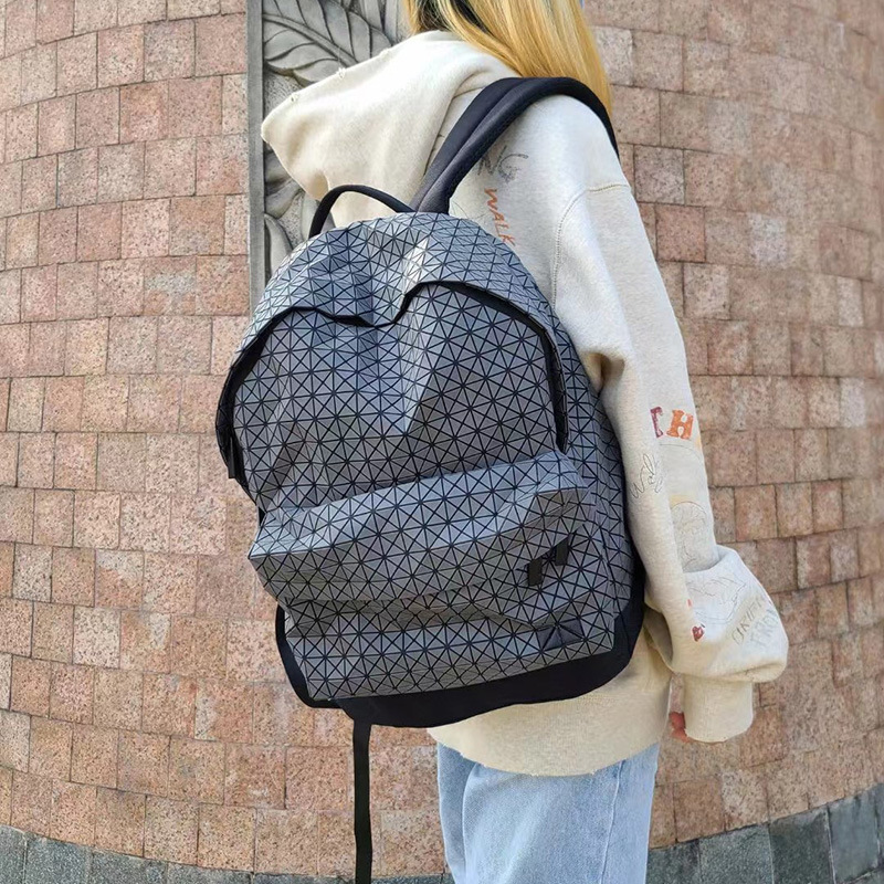 Japanese Bag with Diamond Pattern, Unisex Backpack, Lightweight, Large Capacity, Couple Travel Bag, Casual Computer Backpack