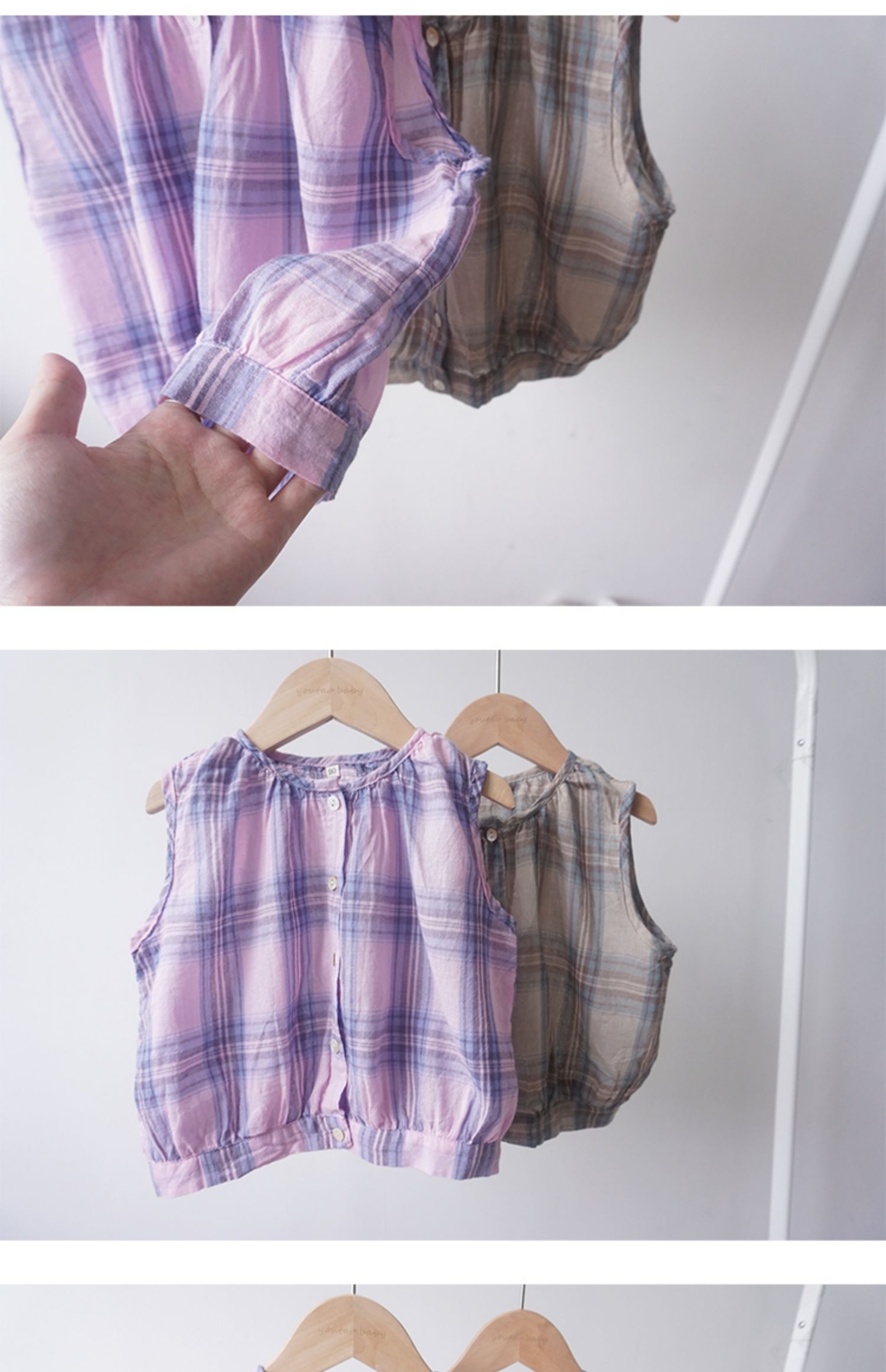 Áo sơ mi trẻ em nam và nữ gạc cotton không tay áo trẻ em retro lỏng áo mùa hè thoáng khí - Áo sơ mi áo sơ mi trẻ em