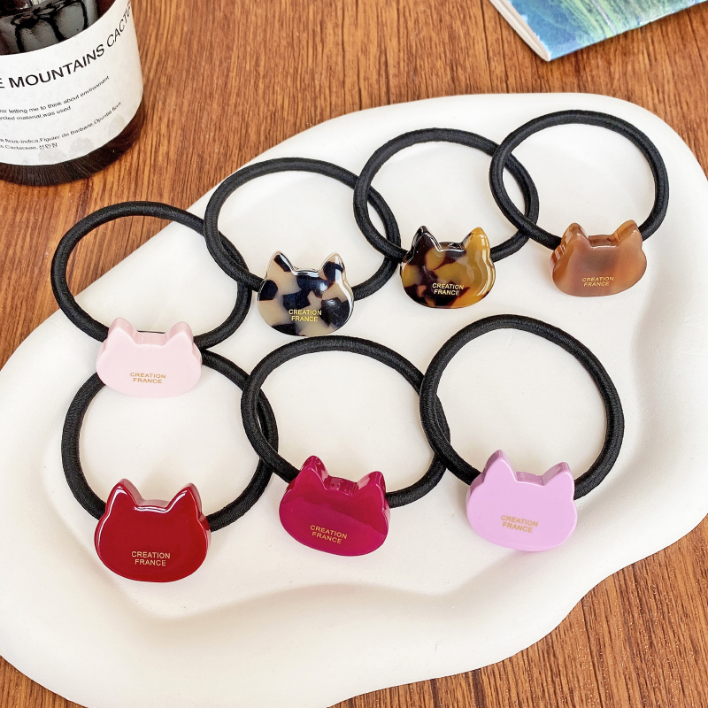 Korean Imported France Gold Label Exquisite and Cute Acetate Cat Hair Tie, Simple and Versatile for Women